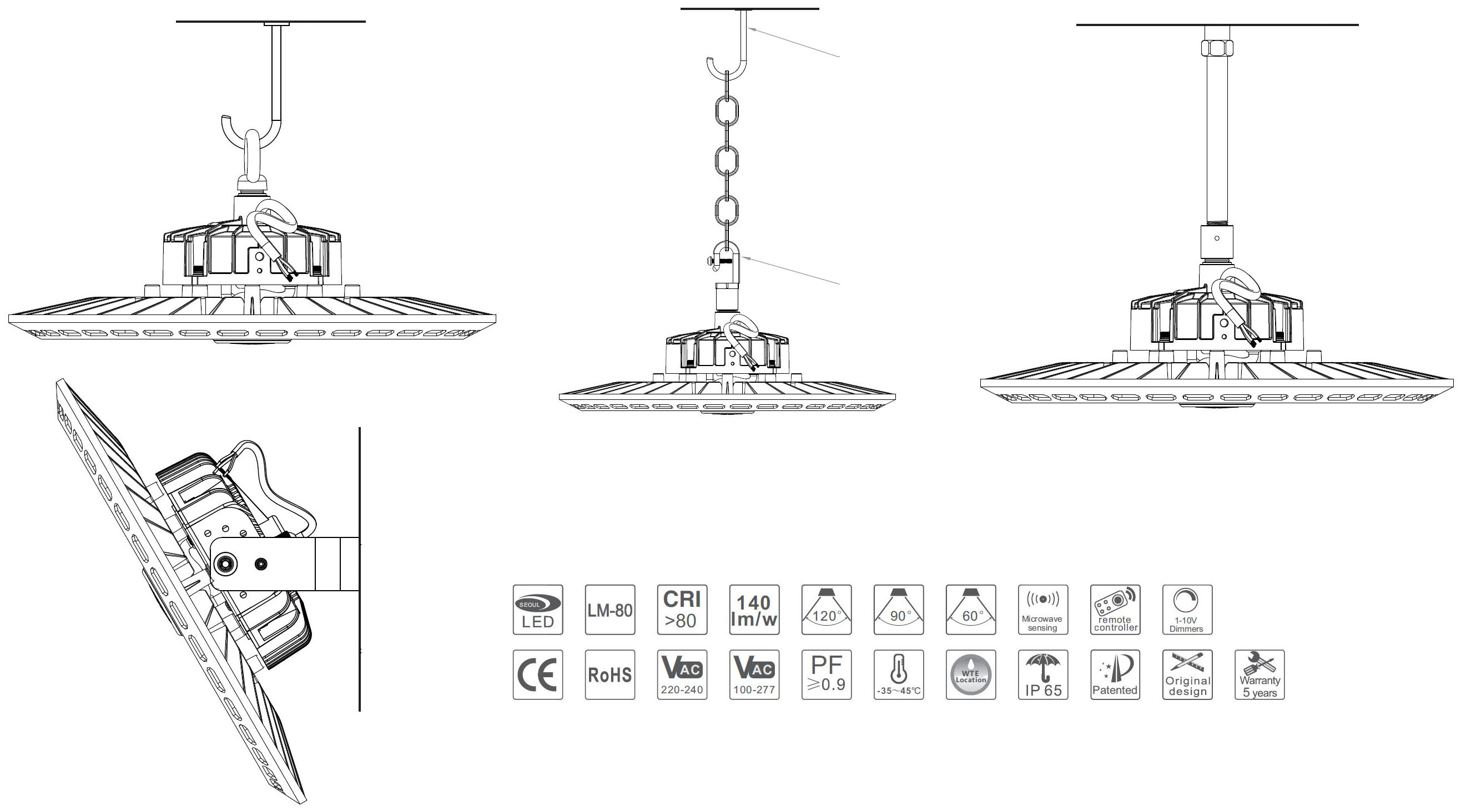 Способи монтажу світильників UFO-SEOUL